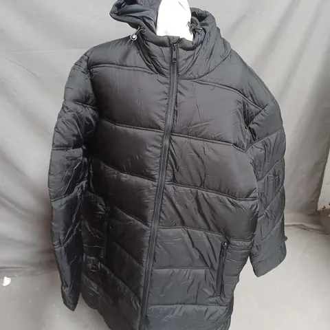 JACOMO HOODED PUFFER COAT IN BLACK SIZE 3XL