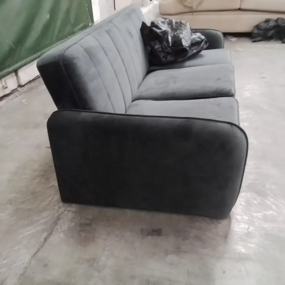 QUALITY DESIGNER 3 SEATER BLACK FABRIC UPHOLSTERED SOFA