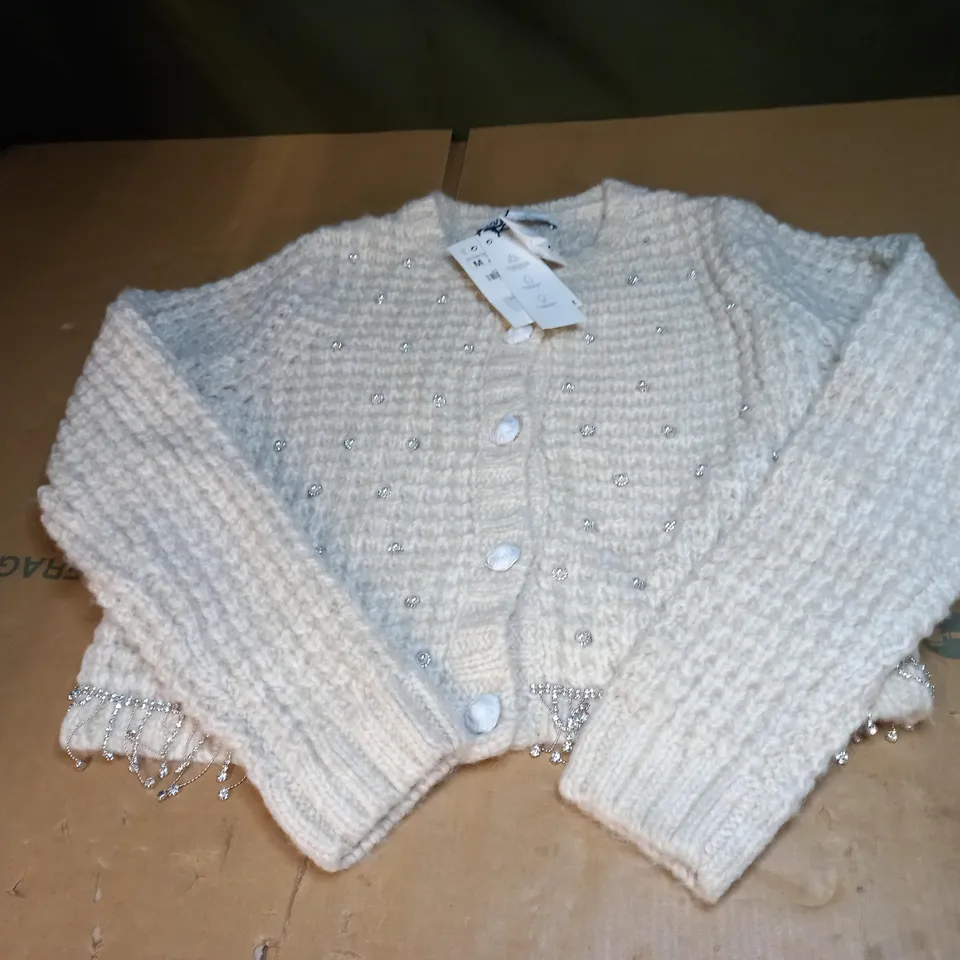 WOMENS CROPED BUTTONED CARDIGAN SIZE M