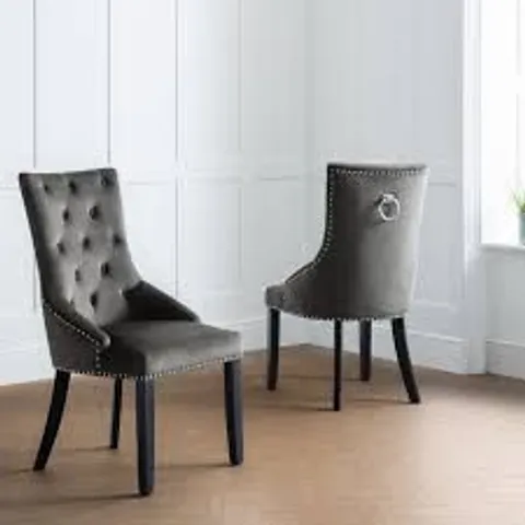 BOXED SET OF 2 JULIAN BOWEN VENETO KNOCKERBACK CHAIRS - DARK GREY/BLACK (1 BOX)