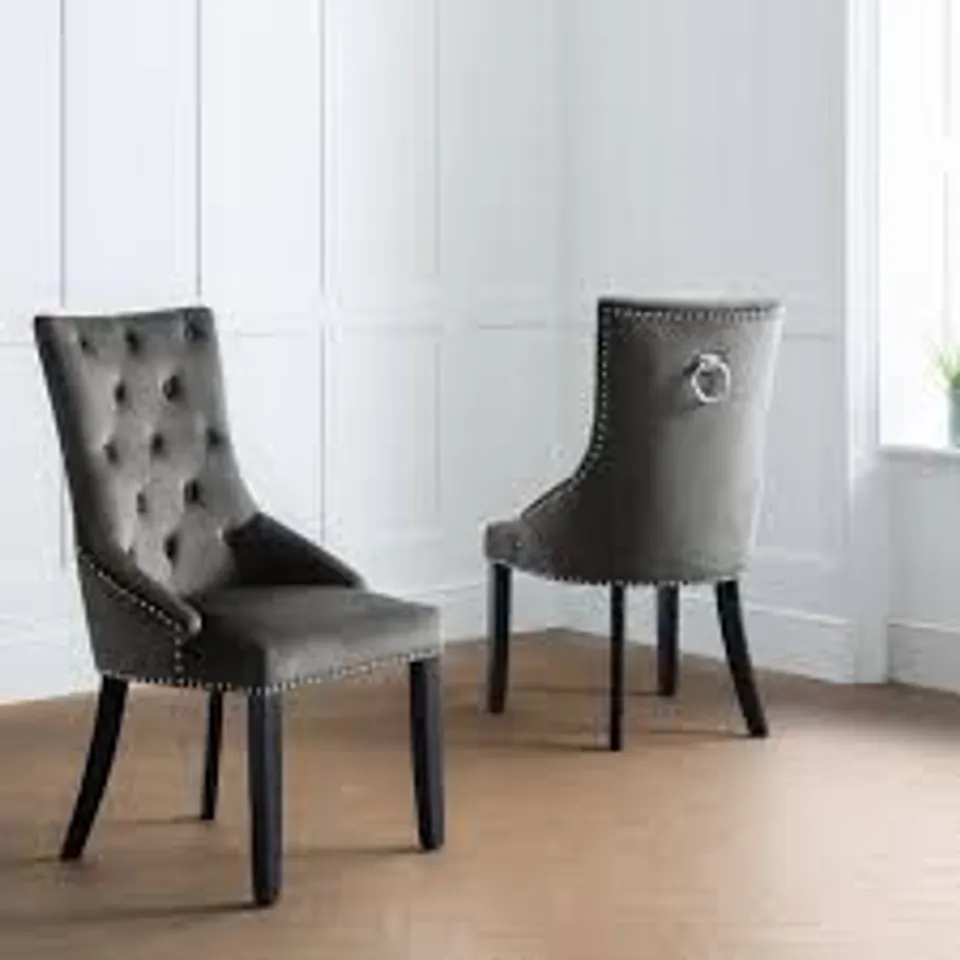BOXED SET OF 2 JULIAN BOWEN VENETO KNOCKERBACK CHAIRS - DARK GREY/BLACK (1 BOX)