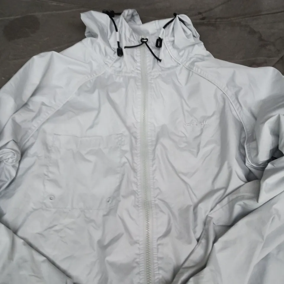 REEBOK WHITE HOODED WINDBREAKER JACKET – L