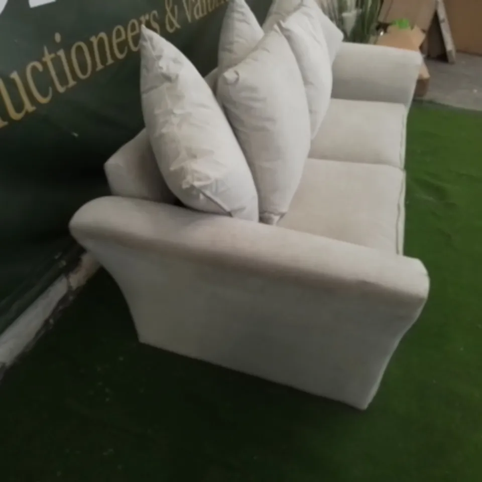 DESIGNER BEIGE FABRIC THREE SEATER SOFA