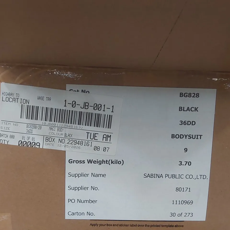 BOX CONTAINING APPROXIMATELY 9x BRAND NEW MAGISCULPT BLACK BODYSUITS - SIZE 36DD