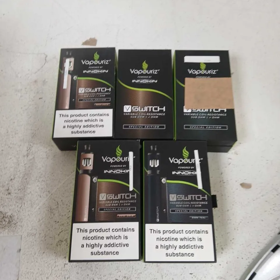 BOX OF APPROXIMATELY 40 ASSORTED E-CIGARETTES AND COMPONENTS TO INCLUDE:  ASSORTED VAPOURIZ DEVICE KITS 