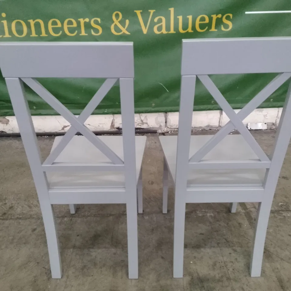 SET OF 2 NEW KENDAL GREY WOOD DINING CHAIRS 