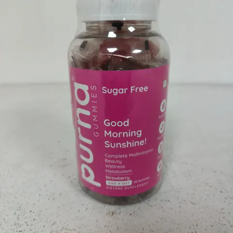 PURA GUMMIES SUGAR FREE GOOD MORNING SUNSHINE! COMPLETE MULTIVITAMIN GUMMIES – STRAWBERRY (ONE A DAY) 60 GUMMIES