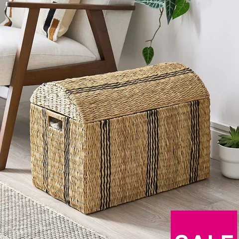 BOXED THE VERY COLLECTION MEDIUM STRIPED RATTAN STORAGE CHEST