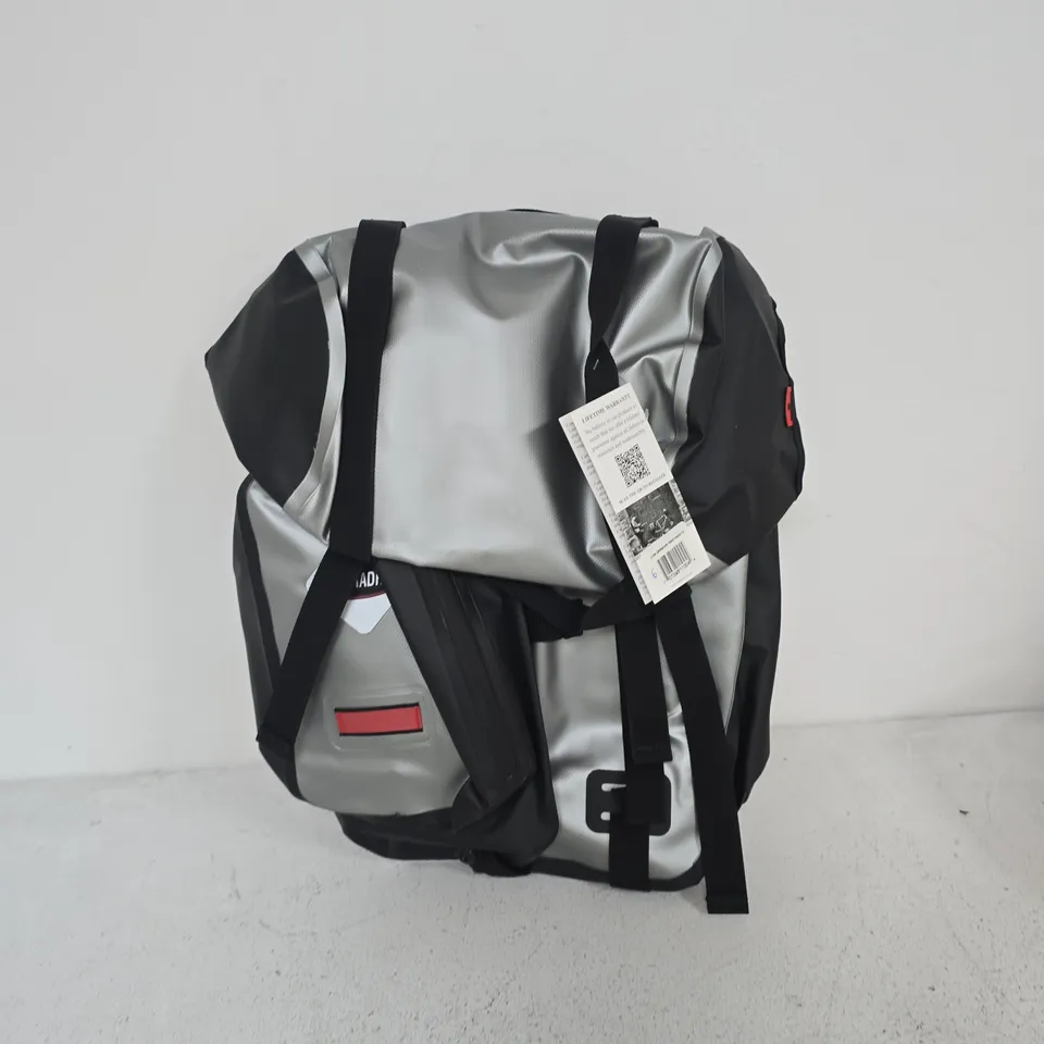 CARRADICE BICYCLE PANNIER BAGS – PAIR WITH MOUNTING HARDWARE (GREY/BLACK)