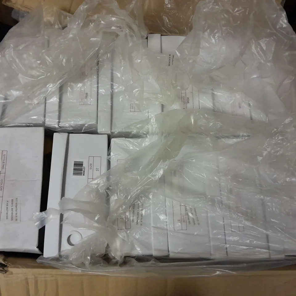 APPROXIMATELY 24 BOXED PAIRS OF LAVANDA OPEN TOE HIGH HEELS IN GREY/BLACK IN VARIOUS SIZES