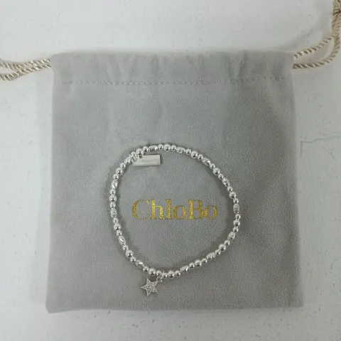CHLOBO SILVER BEADED BRACELET WITH STAR CHARM