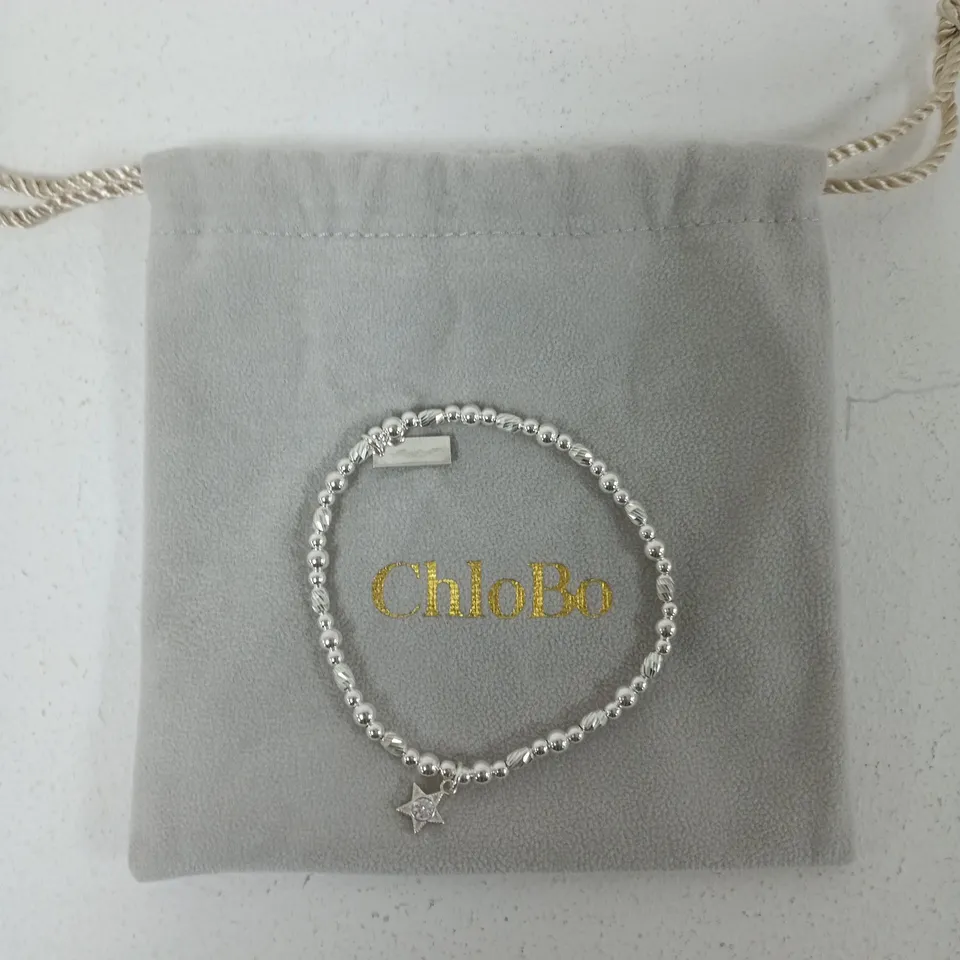 CHLOBO SILVER BEADED BRACELET WITH STAR CHARM