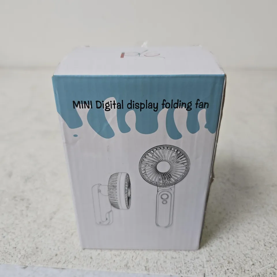 MINI DIGITAL DISPLAY FOLDING FAN – BOXED