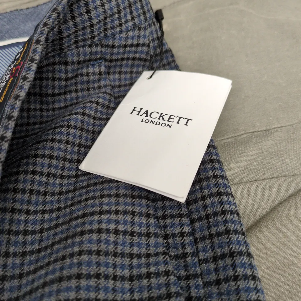 HACKETT LONDON KENSINGTON SLIM BLUE CHECK TROUSERS SIZE 38 WITH TAGS
