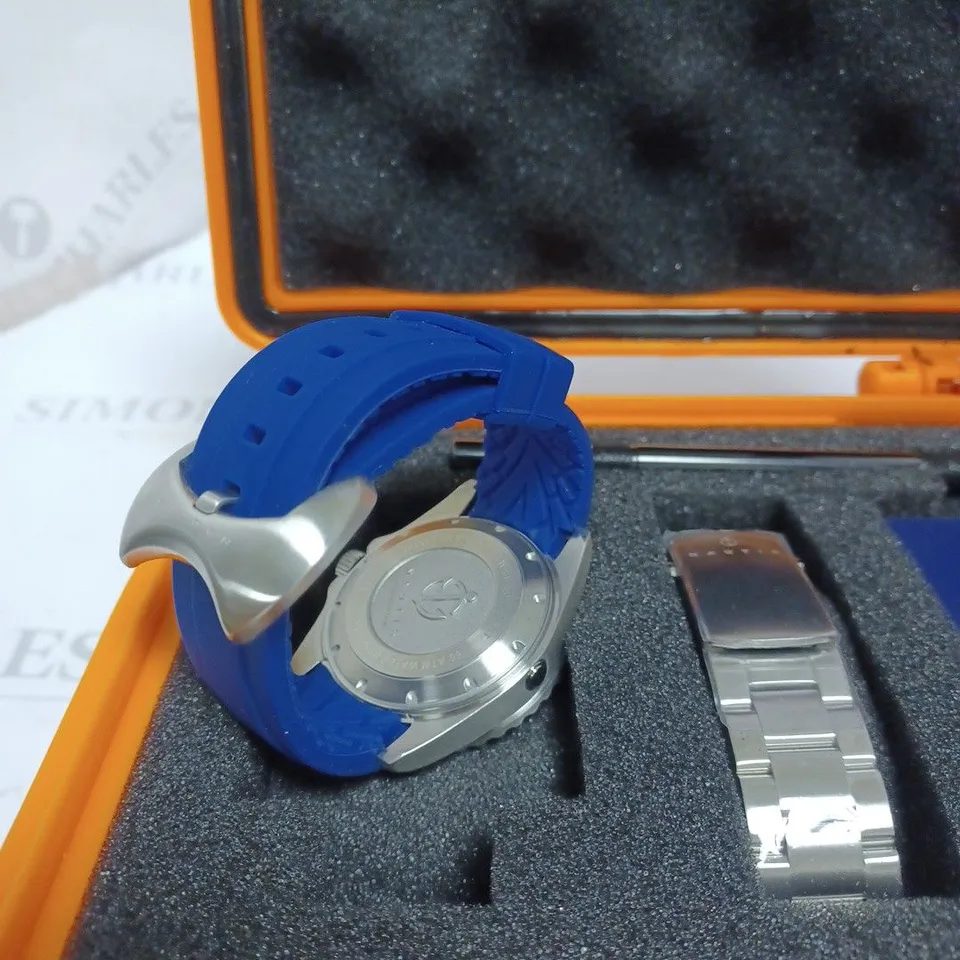 BOXED NAUTIS GENTS INTERCEPTOR WATCH - BLUE & SILVER WITH CHANGEABLE STRAPS