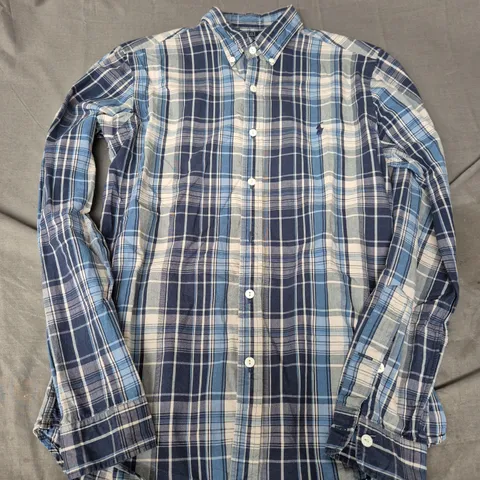 POLO RALPH LAUREN CHECK SHIRT IN BLUE/GREY - MEDIUM