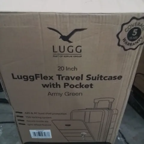 BOXED LUGGFLEX TRAVEL SUITCASE WITH POCKET ARMY GREEN 20"