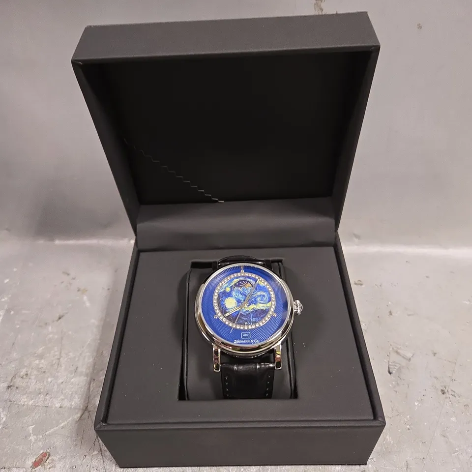 ZIHLMANN & CO MOONPHASE DIAL GLASS EXHIBITION BACKCASE AUTOMATIC WATCH
