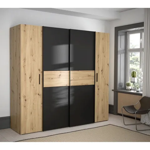BOXED KORAN 8No 4No WARDROBE, 190.5cm H x 200.1cm W x 61.6cm D - ARTISAN OAK/BLACK (4 BOXES)