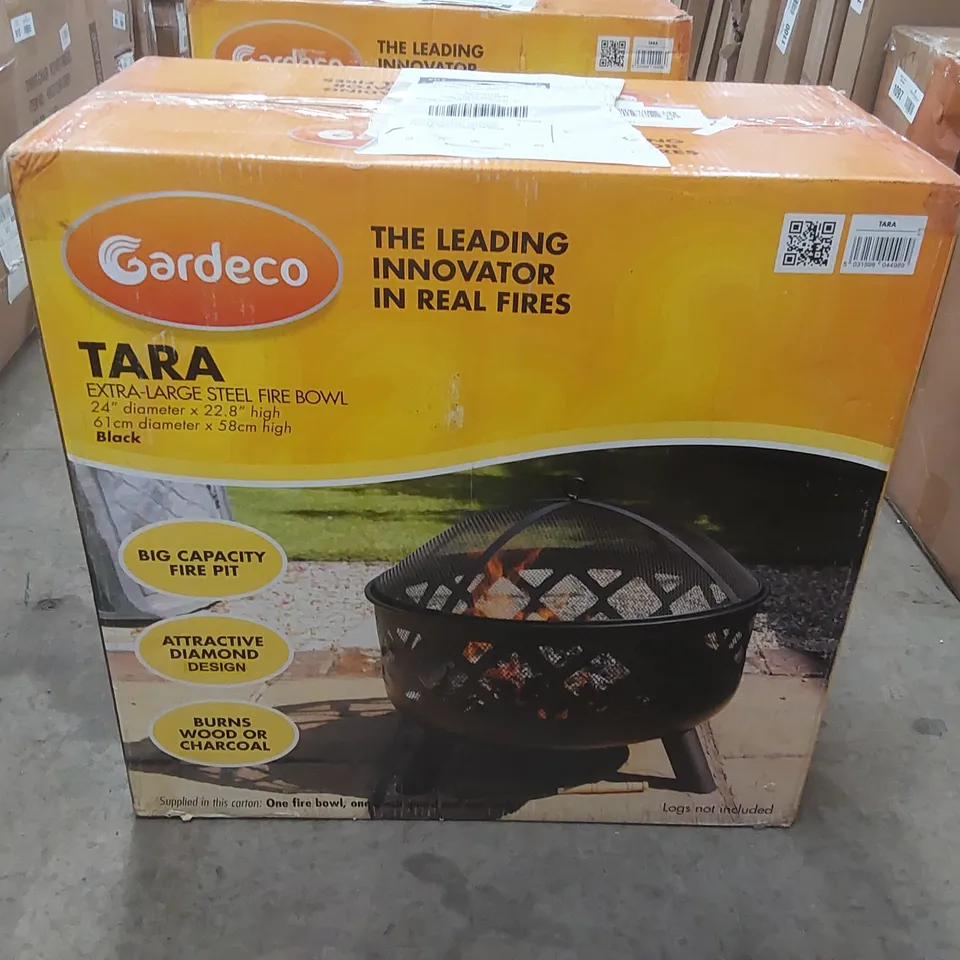 BOXED BLACK GARDEN STEEL FIRE PIT OUTDOOR HEATER FIREPIT/GRILL (1 BOX)