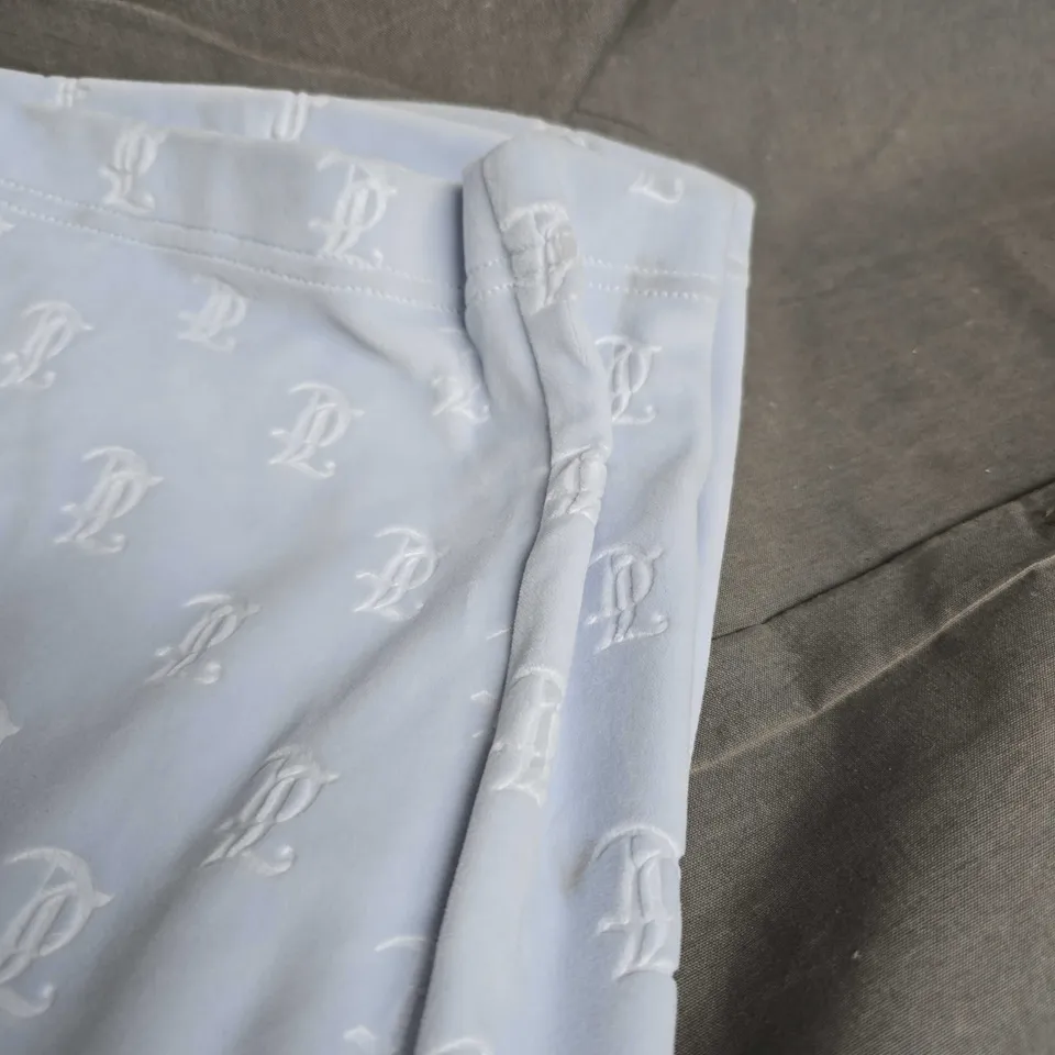 JUICY COUTURE VELOUR RHINESTONE TRACKSUIT PANTS IN BABY BLUE SIZE M