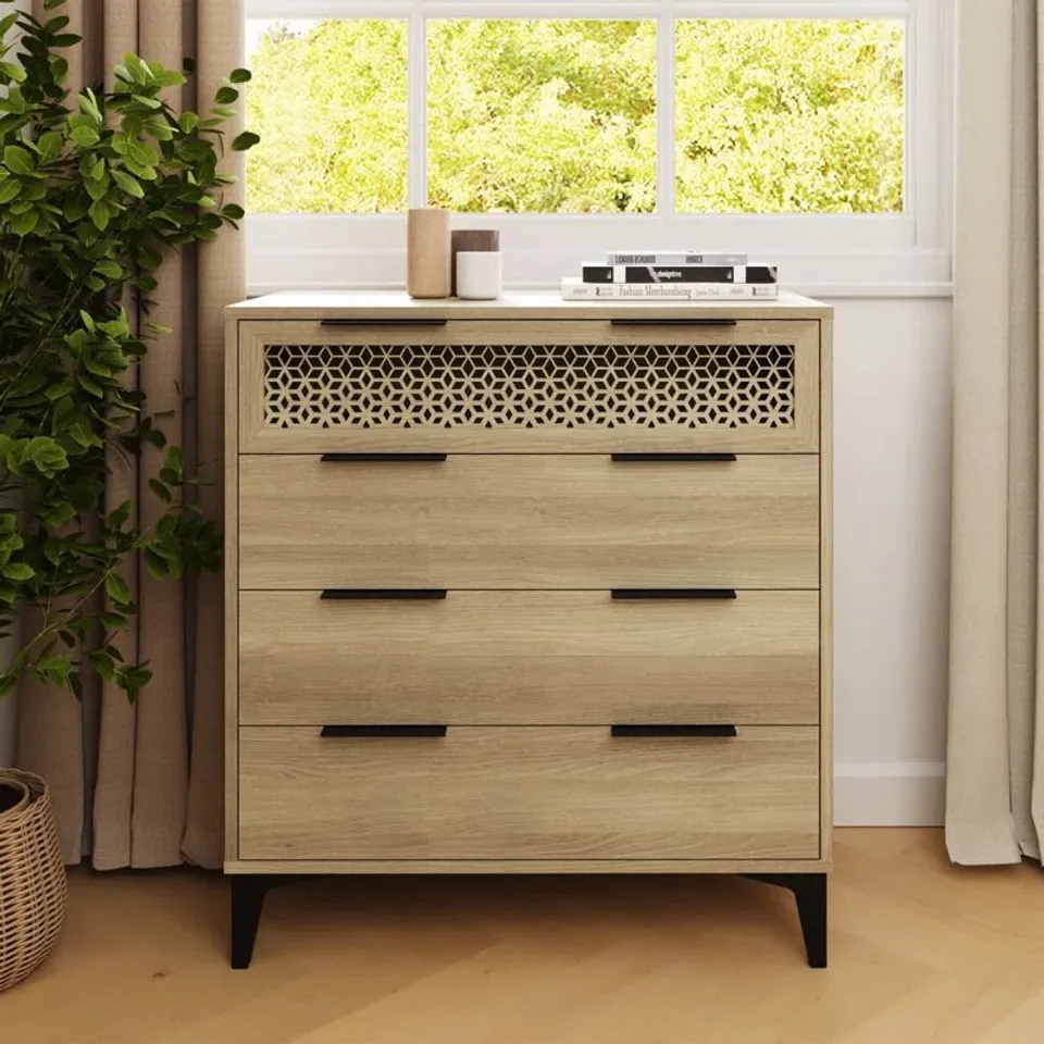 BOXED SHEMICA 82CM W 4 - DRAWER CHEST OF DRAWERS (1 BOX)