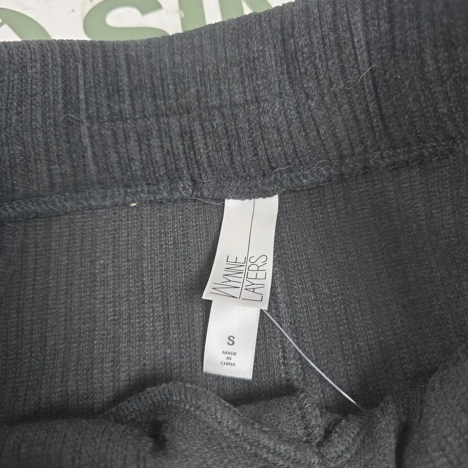 WYNNE LAYERS BLACK CORDUROY WIDE-LEG TROUSERS, UK SIZE S – MADE IN CHINA