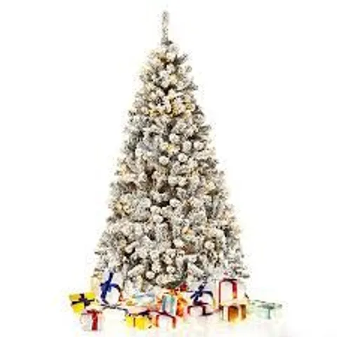 BOXED COSTWAY FLOCKED ARTIFICIAL XMAS TREE