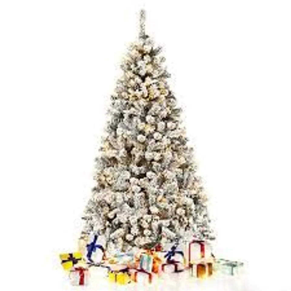 BOXED COSTWAY FLOCKED ARTIFICIAL XMAS TREE