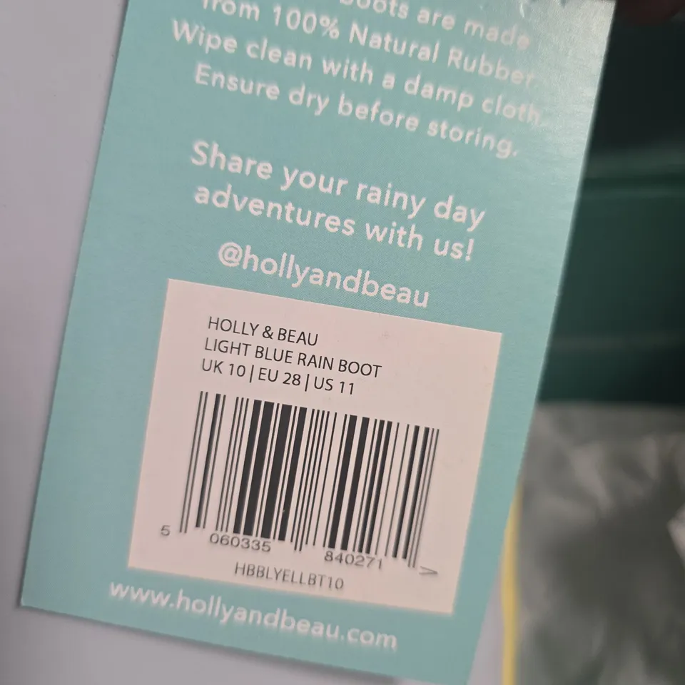 HOLLY & BEAU LIGHT BLUE RAIN BOOTS – RUBBER BOOTS UK KIDS 10