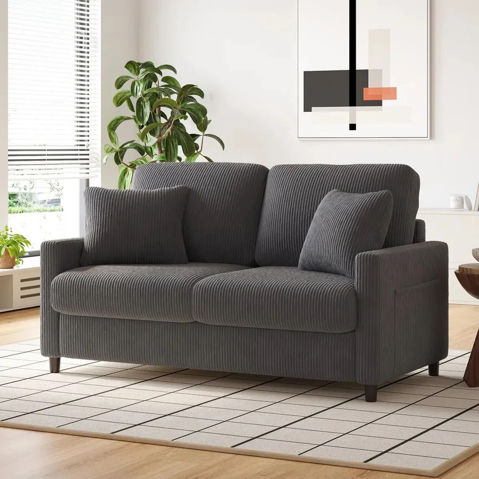 BOXED BALATON 2 SEATER UPHOLSTERY SOFA WITH PILLOWS