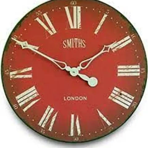 BOXED SMITHS 50CM WALL CLOCK RED