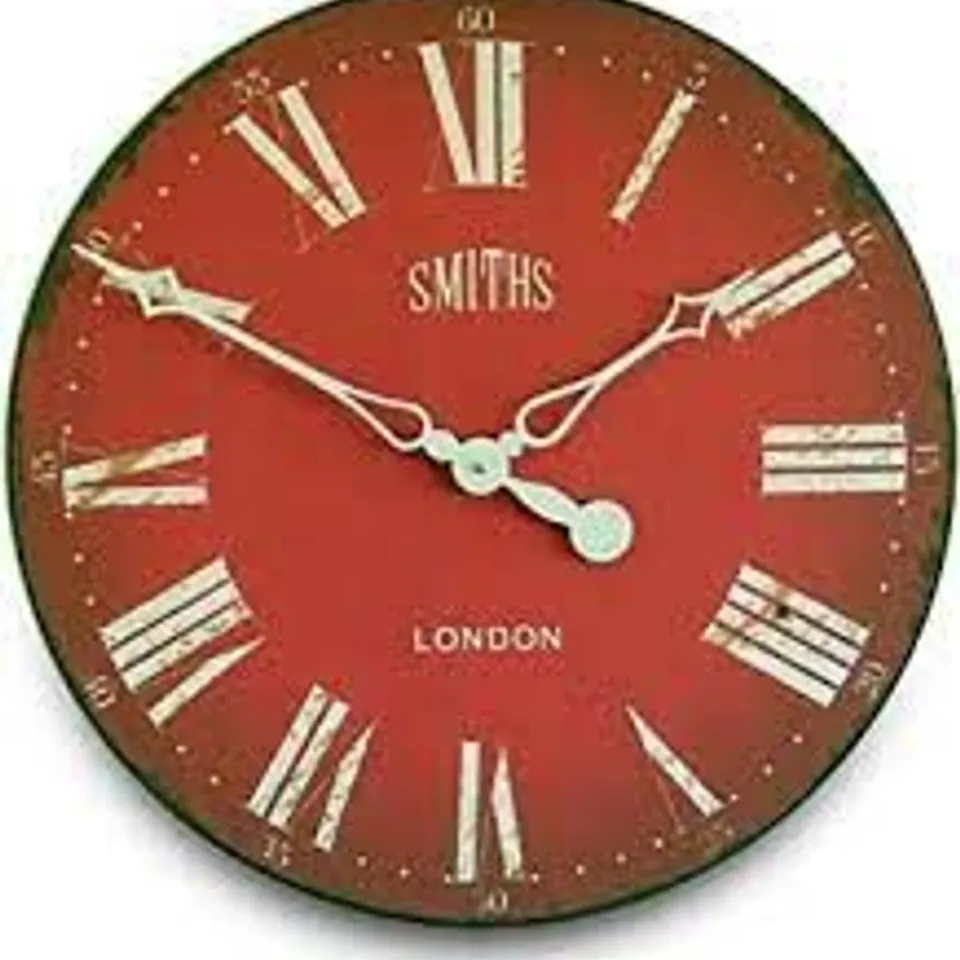 BOXED SMITHS 50CM WALL CLOCK RED