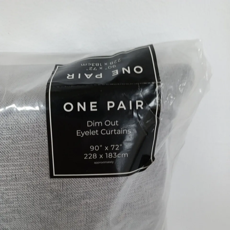 FUSION STRATA DIM OUT EYELET CURTAINS – ONE PAIR, 90 X 72 INCHES (228 X 183 CM)