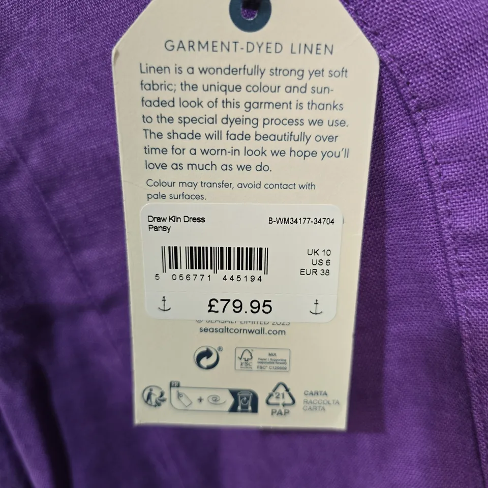 SEASALT CORNWALL DRAW KILN DRESS - PANSY (GARMENT-DYED LINEN) UK 10