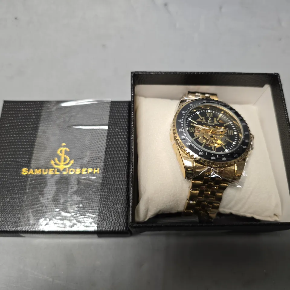 SAMUEL JOSEPH SKELETON MECHANISM EXHIBITION BACK CASE WATCH 