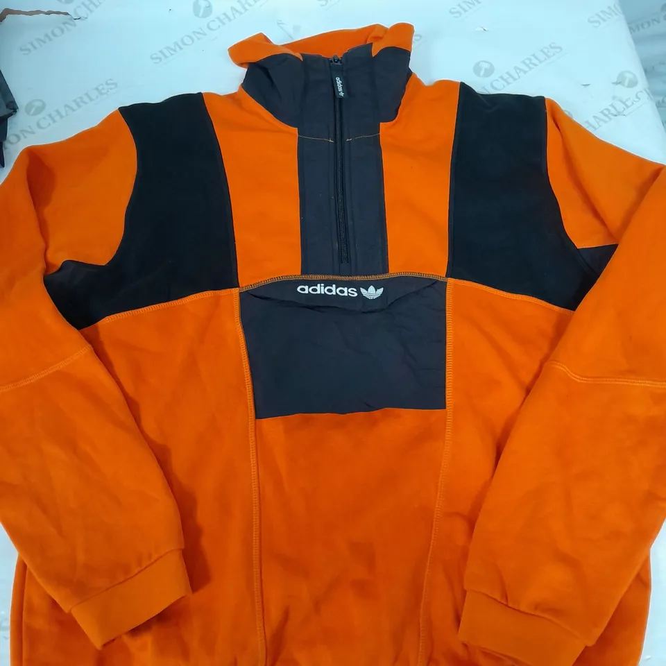 ADIDAS BRIGHT ORANGE FLEECE QUARTER ZIP - MEDIUM
