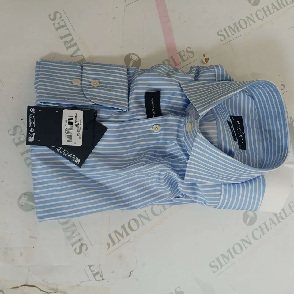 HACKETT BOLD TWILL STRIPE BLUE/WHITE SLIM FIT SHIRT SIZE 15.5