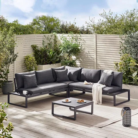 BOXED DUBAI 6 SEAT OUTDOOR SOFA SET - GREY (2 BOXES)