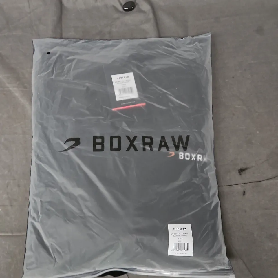 BOXRAW WE DON'T PLAY BOXING OVERSIZED HOODIE IN BLACK SIZE LARGE