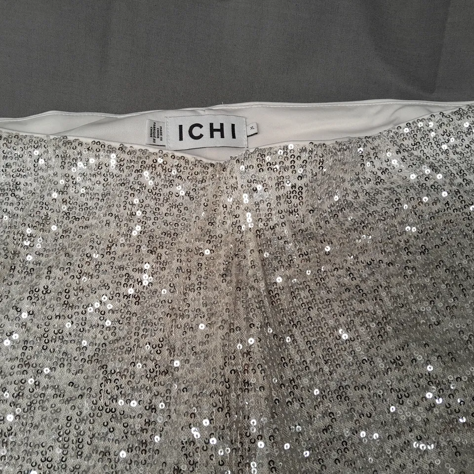 ICHI SILVER SEQUIN TROUSERS - XL