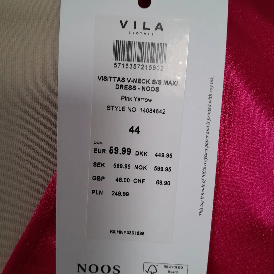VILA V-NECK S/S MAXI DRESS IN PINK - 44