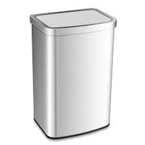 BOXED COSTWAY 13 GALLONS AUTOMATIC GARBAGE CAN WITH RECTANGULAR INFRARED MOTION SENSOR - SILVER