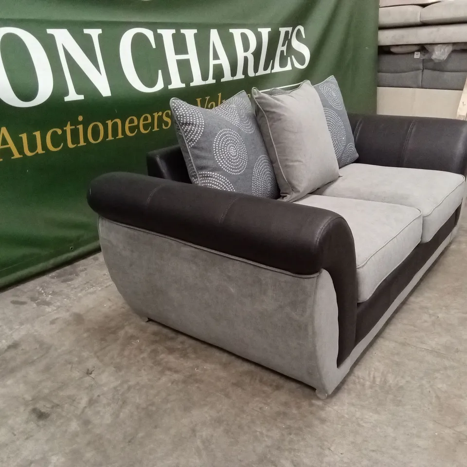 DANUBE FABRIC/FAUX LEATHER 2 SEATER SOFA RRP £549