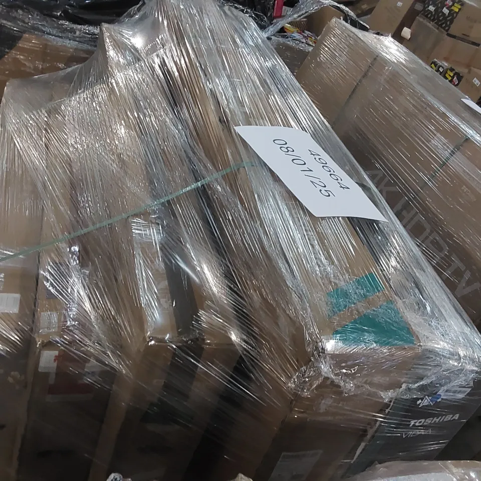 PALLET OF APPROXIMATELY 6 UNPROCESSED RAW RETURN TELEVISIONS TO INCLUDE;