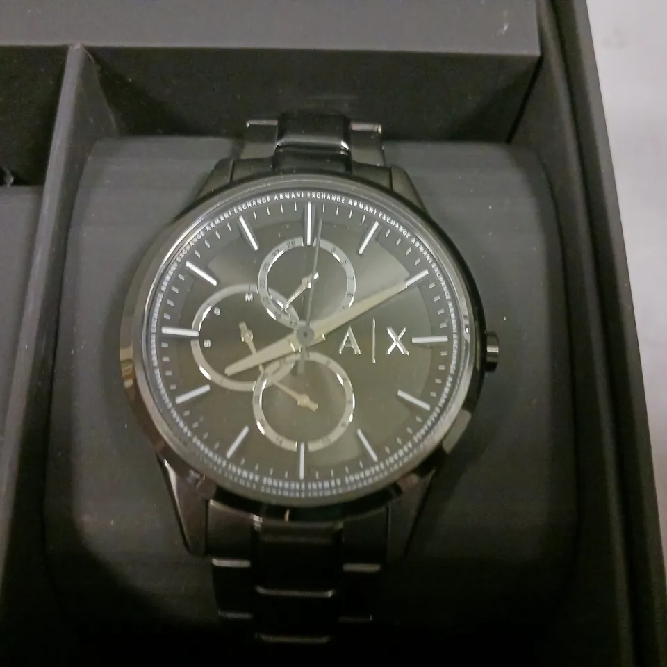 ARMANI EXCHANGE MULTIFUNCTION BLACK STAINLESS STEEL WATCH AND BRACELET SET
