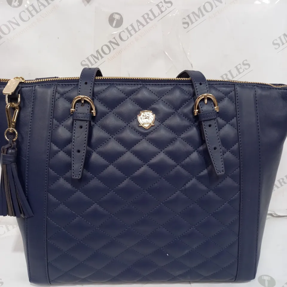 PAUL COSTELLOE QUILTED LEATHER DIAMOND DESIGN BAG IN BLUE