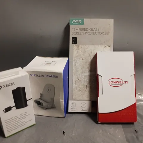 APPROXIMATELY 9 ASSORTED ITEMS TO INCLUDE PHONES CASES, XBXO RECHRGEABLE BATTERY, WIRELESS CHARGER, ETC
