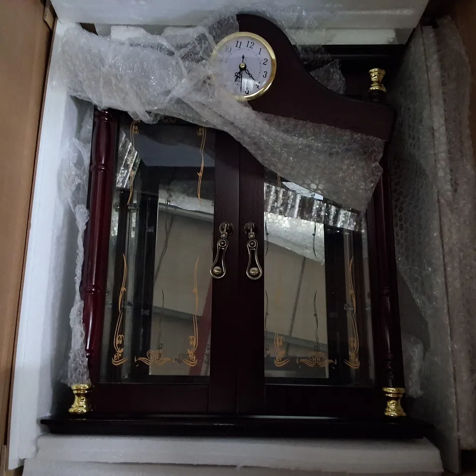BOXED WALL CURIO CABINET IN CHERRY 