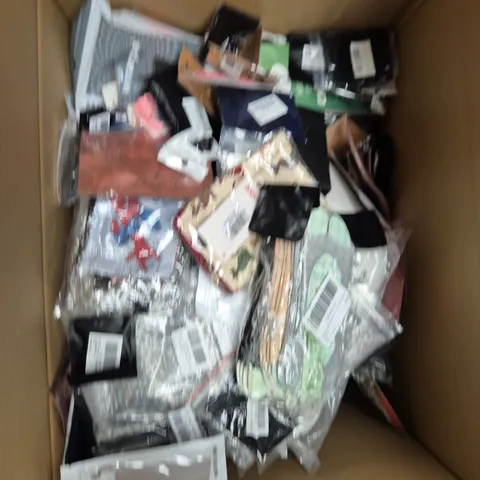 LARGE BOX OF ASSORTED ITEMS TO INCLUDE CLOTHING, WATCHES AND PURSES